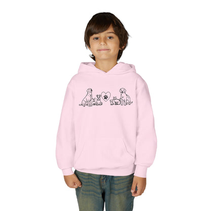 Youth Hoodie — Delta Animal Shelter "Line Art" Collection Logo on Back