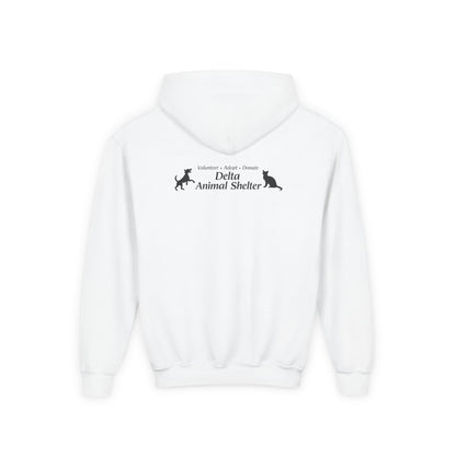Youth Hoodie — Delta Animal Shelter "Line Art" Collection Logo on Back