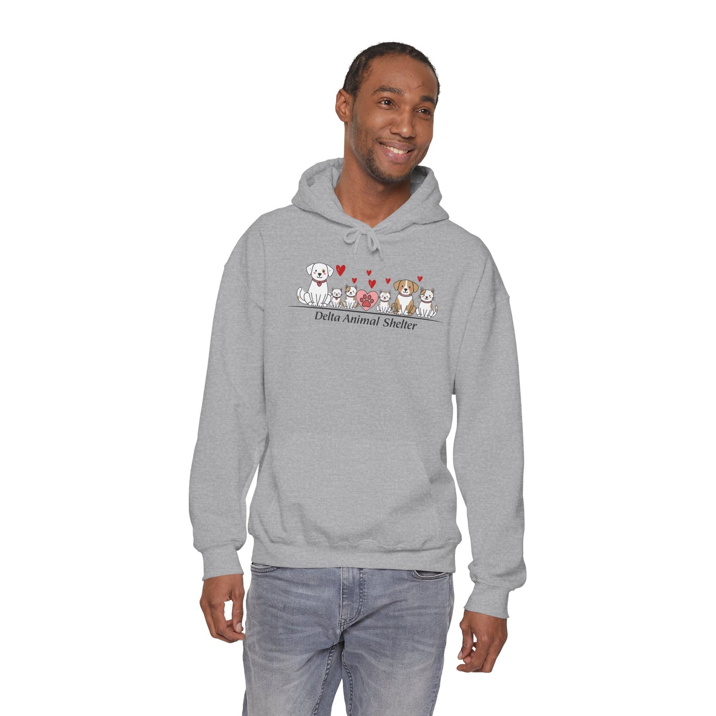 Delta Animal Shelter Hoodie — Valentine's Day Dogs & Cats Design (Internal)