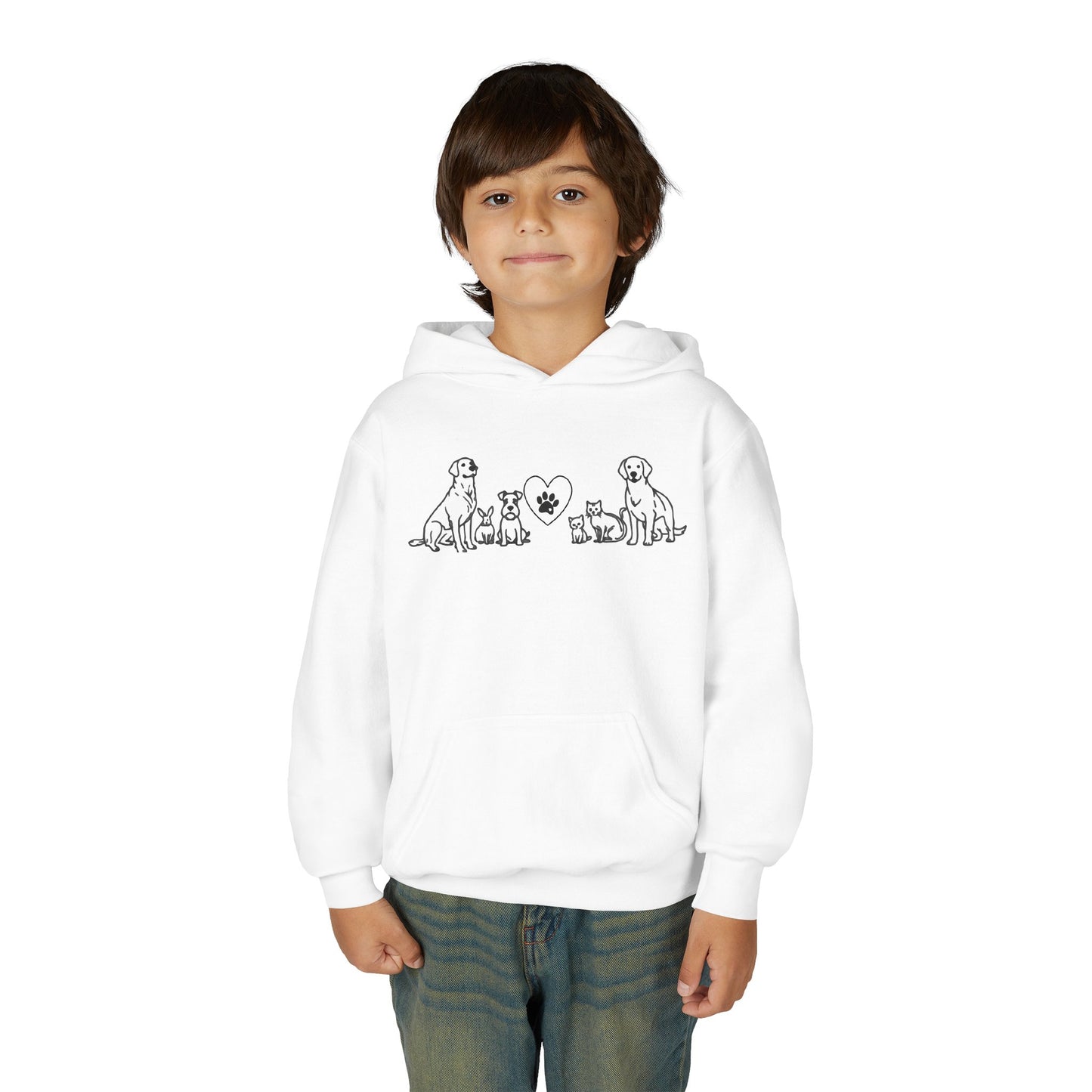 Youth Hoodie — Delta Animal Shelter "Line Art" Collection Logo on Back
