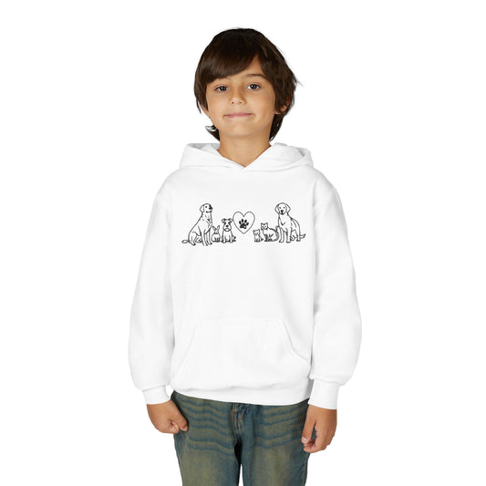 Youth Hoodie — Delta Animal Shelter "Line Art" Collection Logo on Back