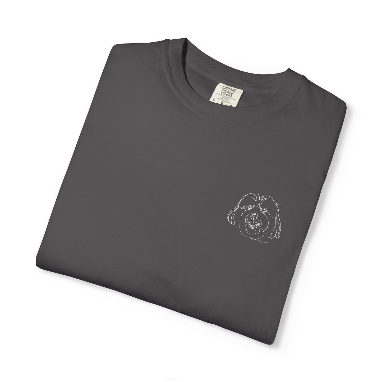 W.J. Embroidered White Silhouette on Dark T-Shirt