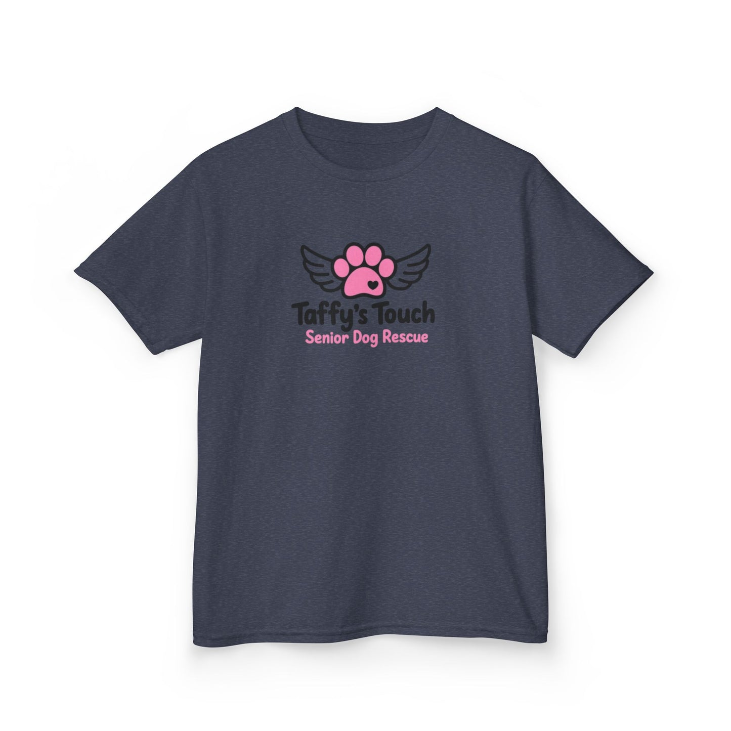 Kids Tee — "Taffy's Touch Senior Dog Rescue" Pink Paw Logo
