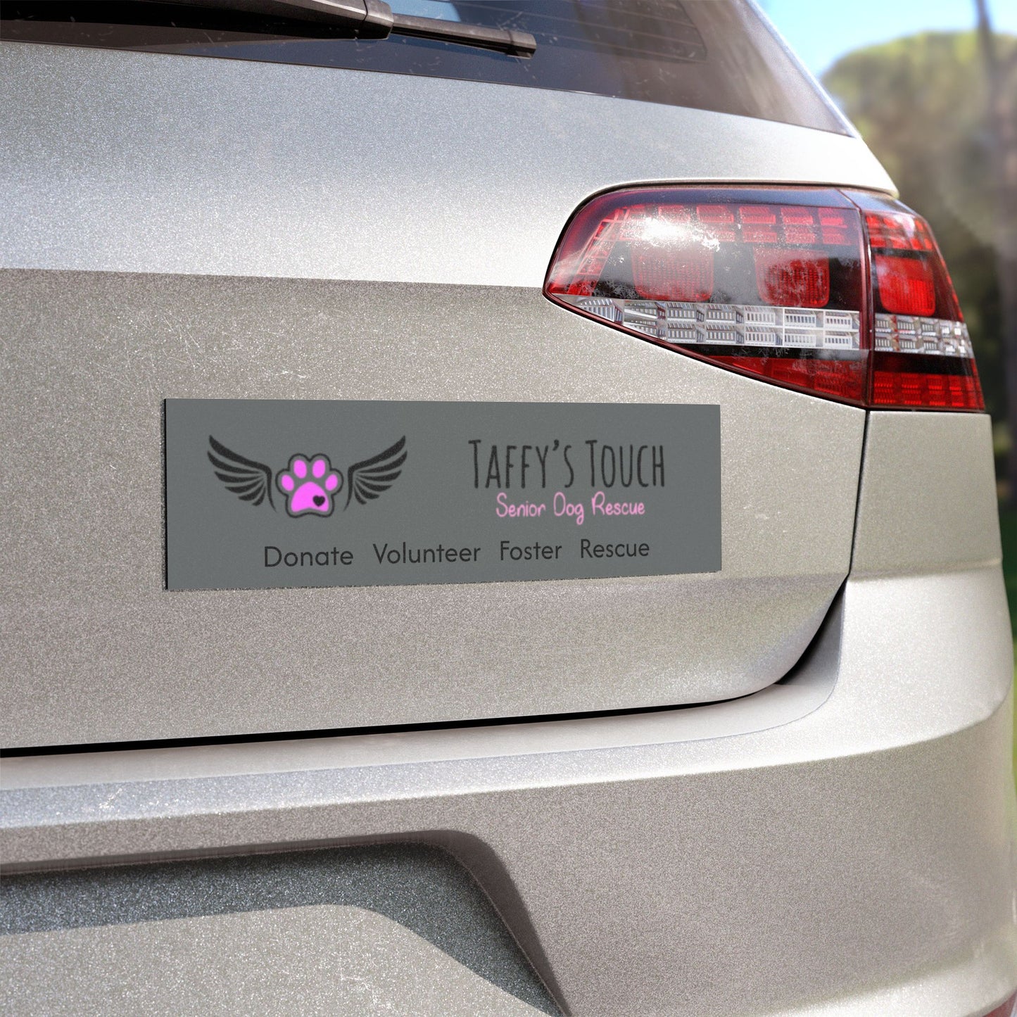 Taffy’s Touch Senior Dog Rescue Car Magnet Grey — Donate Volunteer Foster Rescue