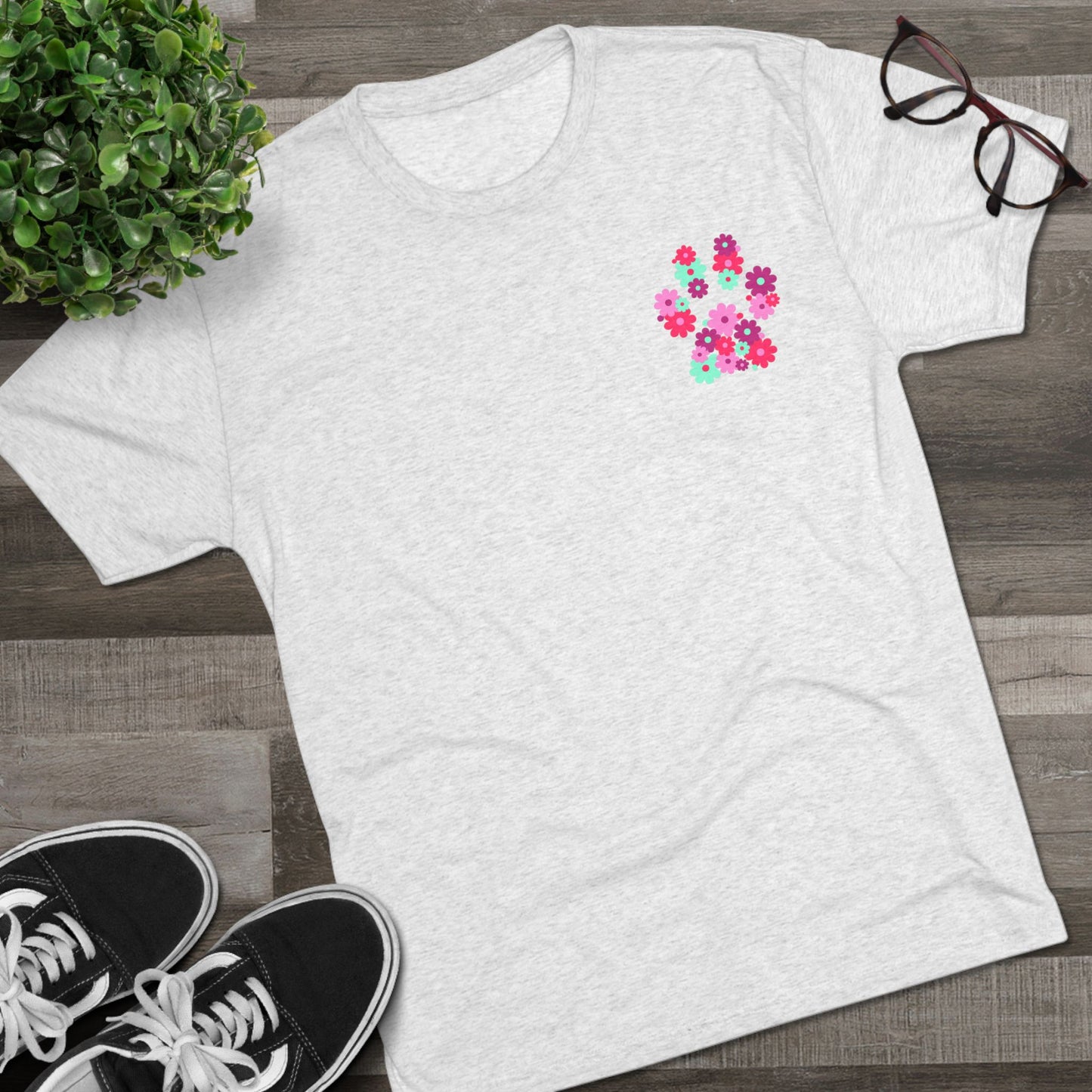 Help Humane Floral Paw Print Tri-Blend Tee