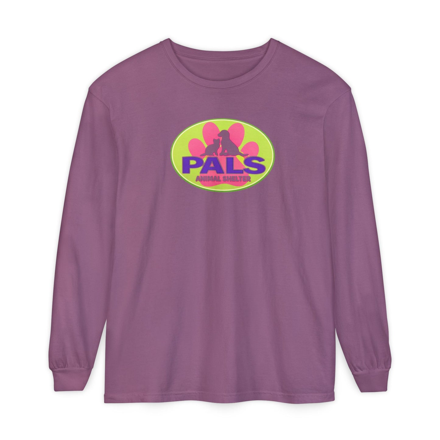 PALS Animal Shelter Long Sleeve T-Shirt Retro Green Logo