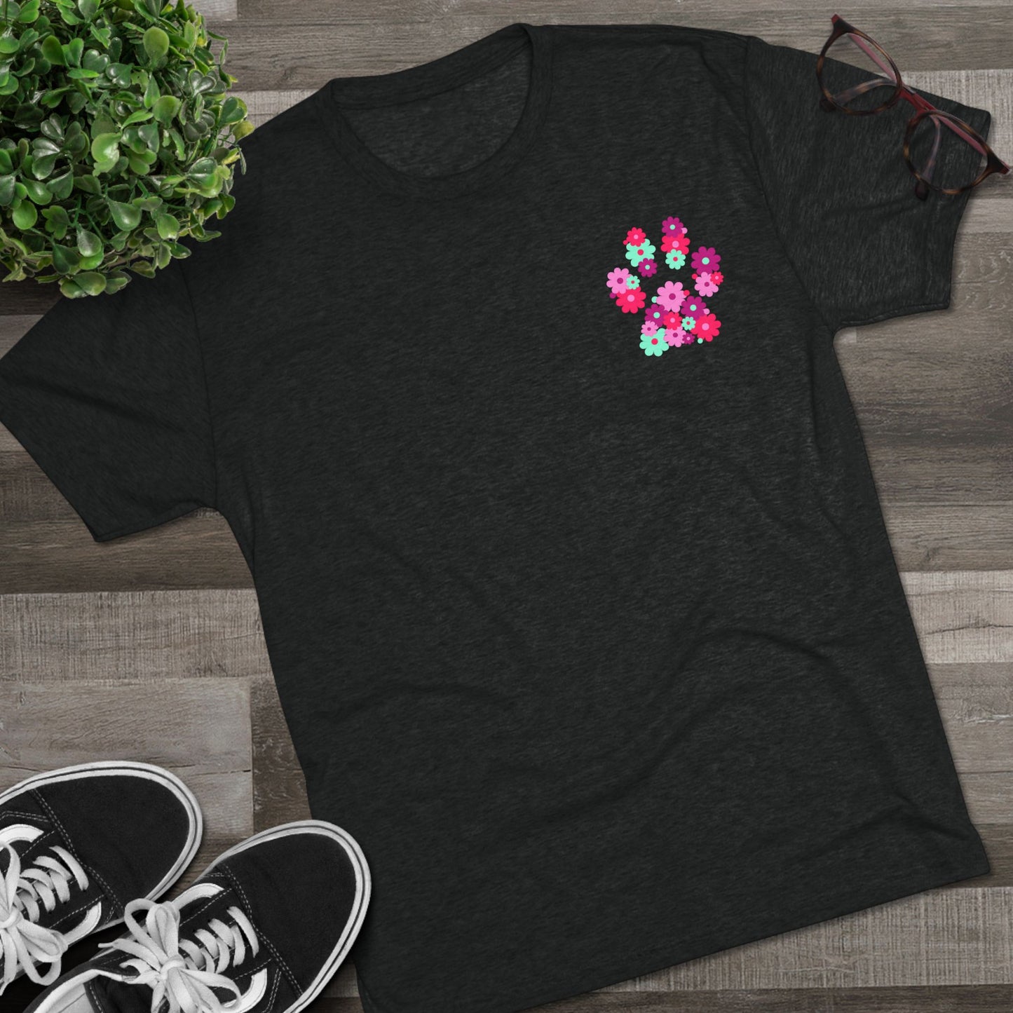 Help Humane Floral Paw Print Tri-Blend Tee