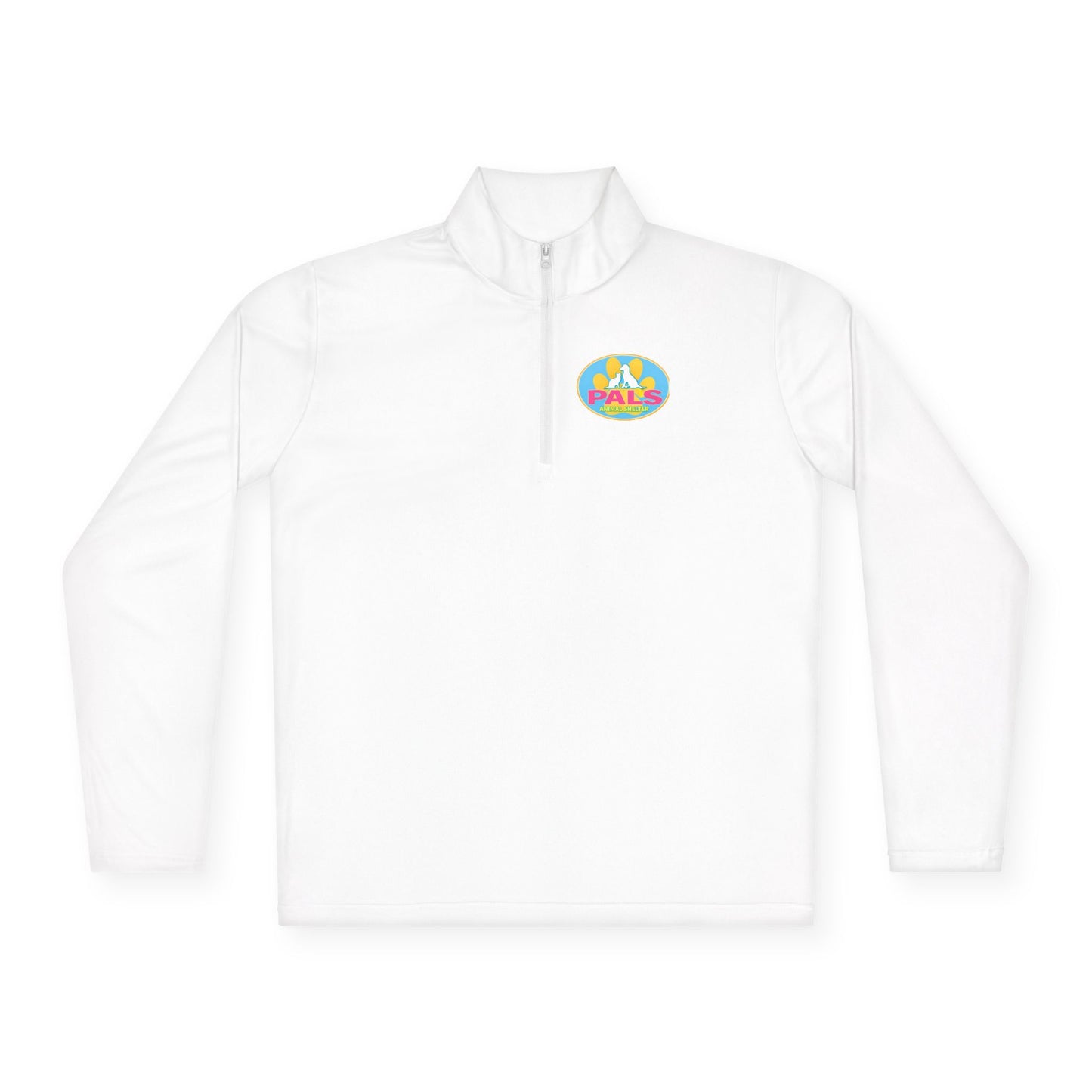 Colorful 'PALS' Retro Patch Chest Logo Quarter-Zip Pullover