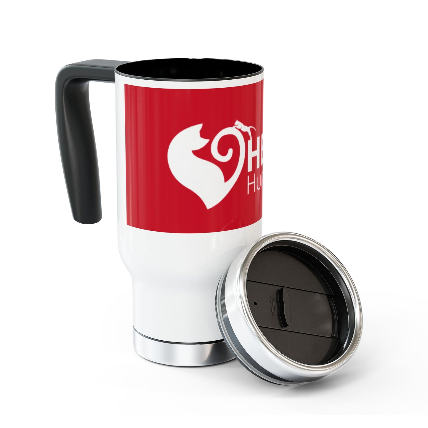 Help Humane Society 14oz Red Stainless Steel Travel Mug with Handle - Inventory Collection