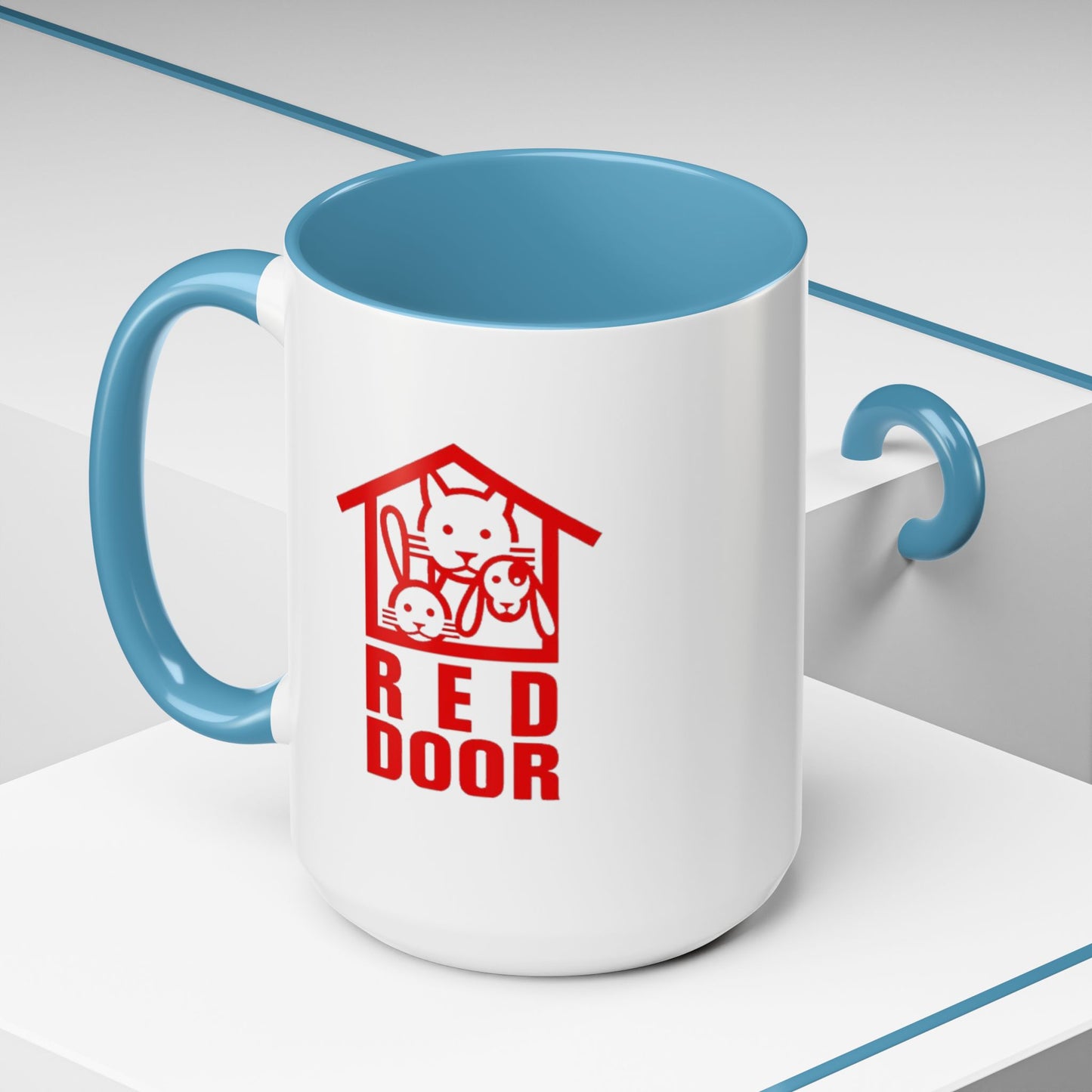 Red Door Pet Logo Accent Coffee Mug - Cute Cat & Dog House Coffee Cup (15oz)