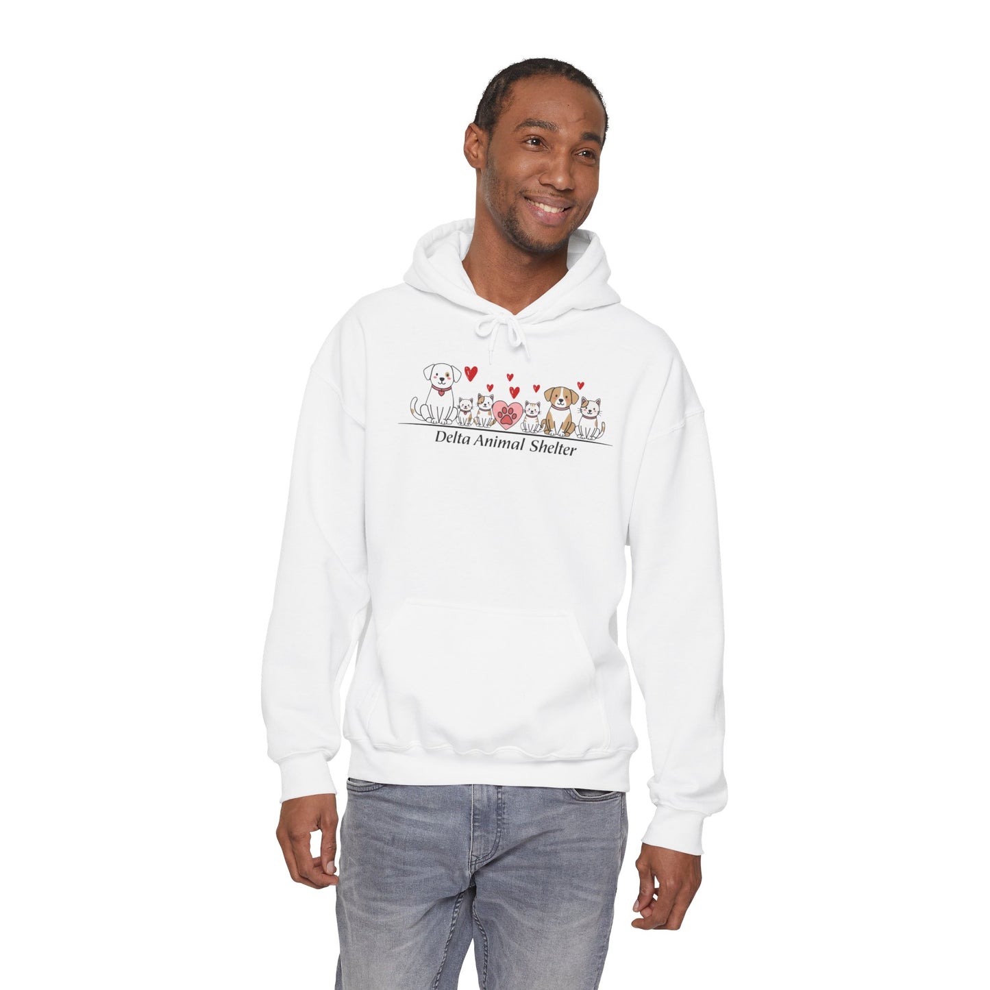Delta Animal Shelter Hoodie — Valentine's Day Dogs & Cats Design