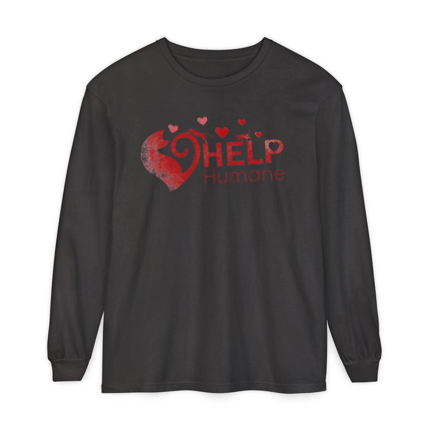 Help Humane Long Sleeve Valentine's Tee — Heart Rescue Animal Charity Shirt