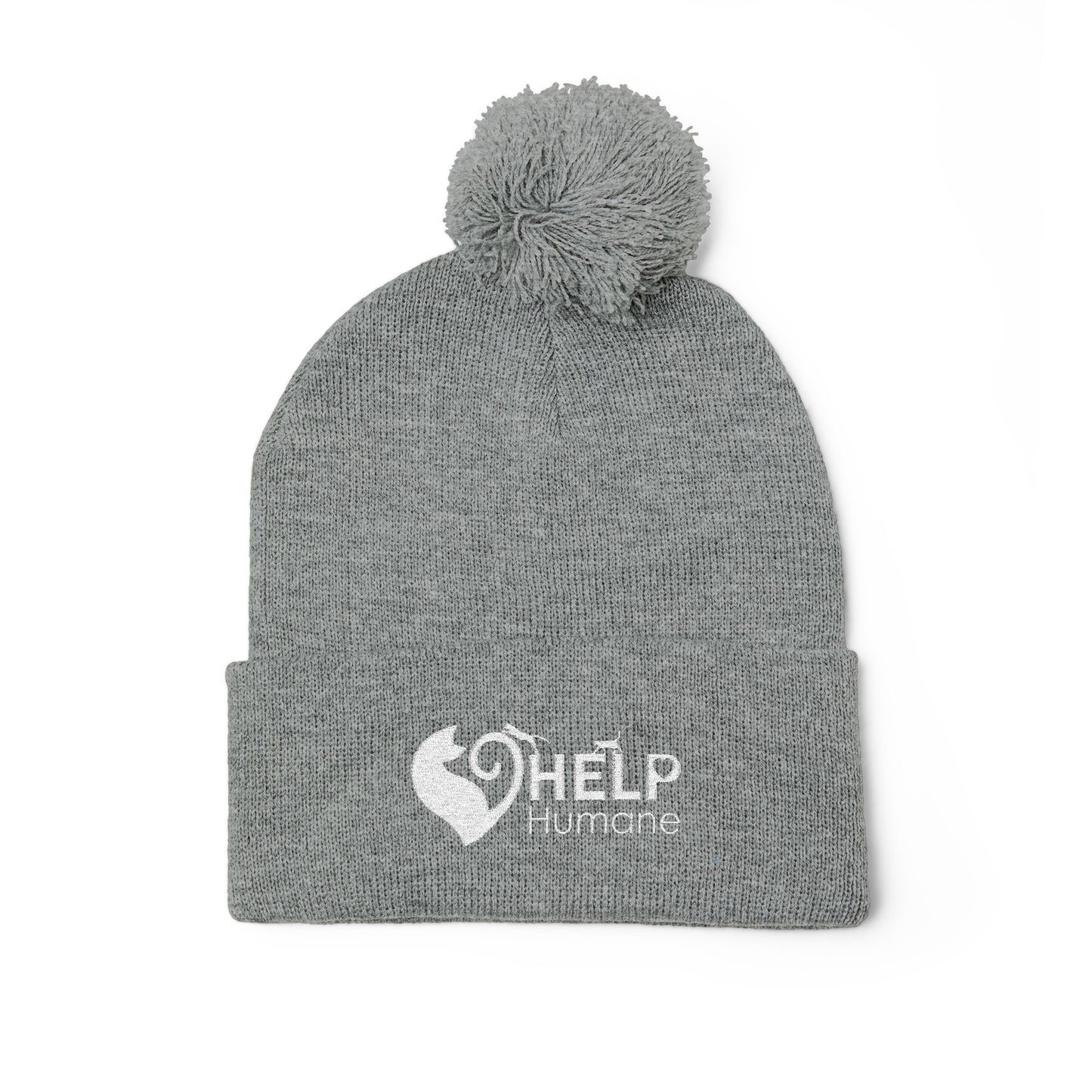 HELP Humane Embroidered Pom-Pom Beanie