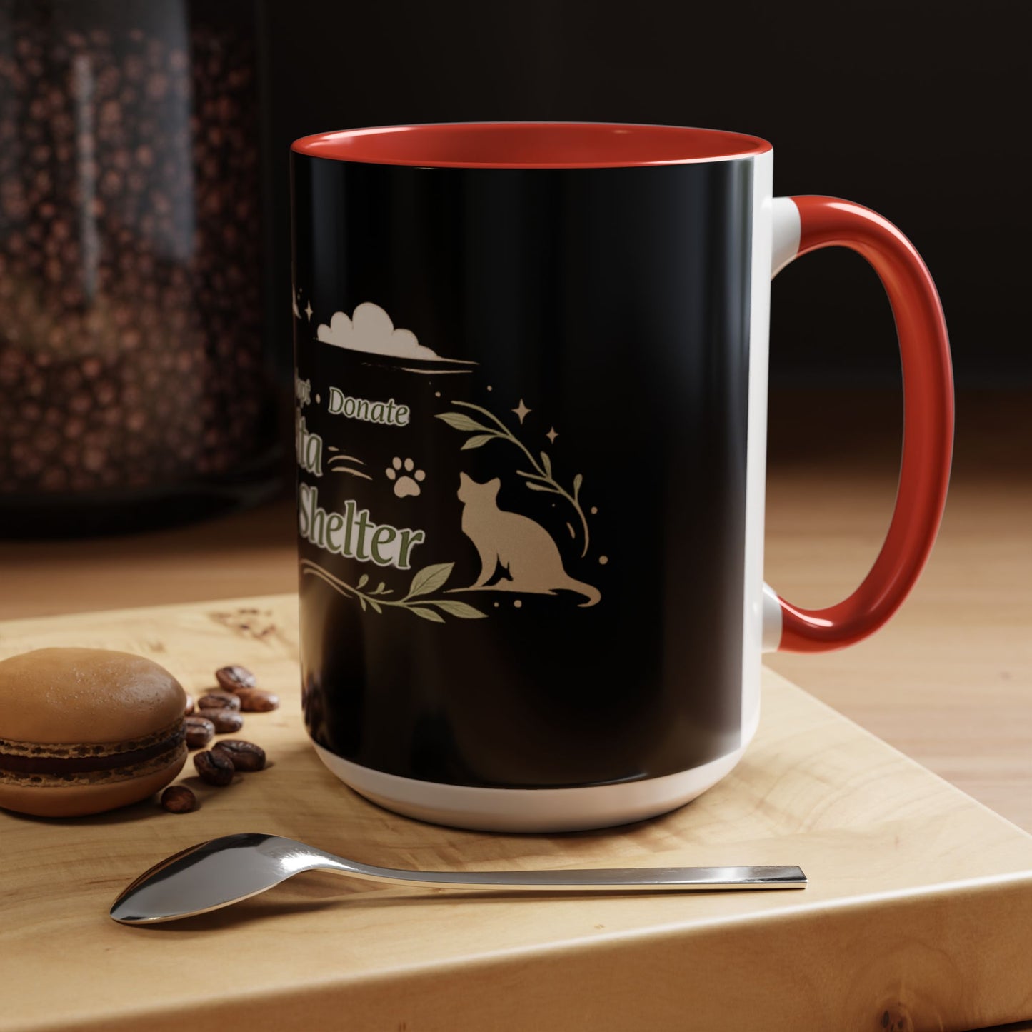 Delta Animal Shelter Accent Coffee Mug — Adopt, Rescue, Donate Paw Print Design (11/15oz)