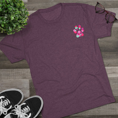 Staff Inventory Delta Animal Shelter Tri-Blend Flower Paw Print T-Shirt