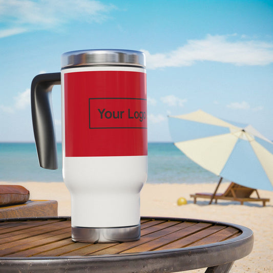 14oz Stainless Steel Travel Mug with Handle — Example Logo