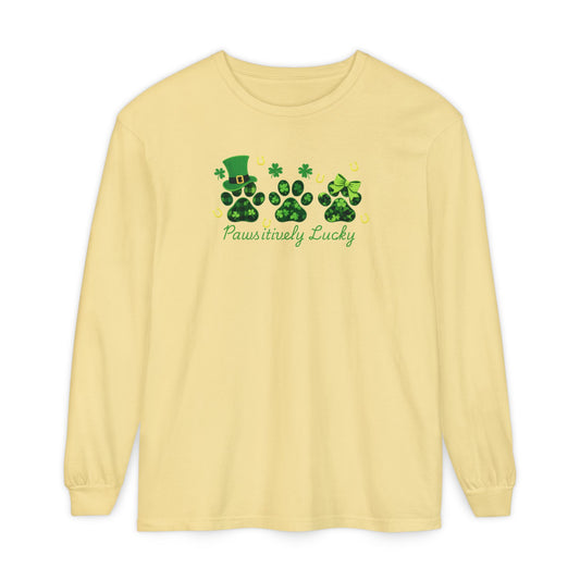 Staff Inventory Delta Animal Shelter Long Sleeve St. Patrick's Day Paws-itevely Lucky