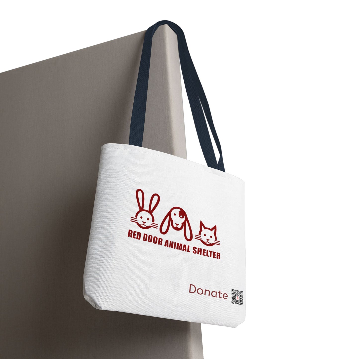 Red Door Animal Shelter Donate Tote Bag — Cute Bunny, Dog & Cat