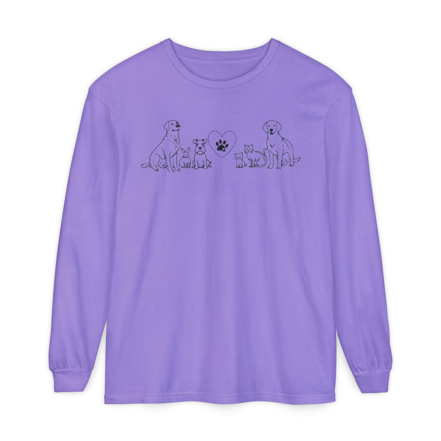 Delta Animal Shelter "Line Art" Collection  Long Sleeve Tee - Logo on Back (Internal)