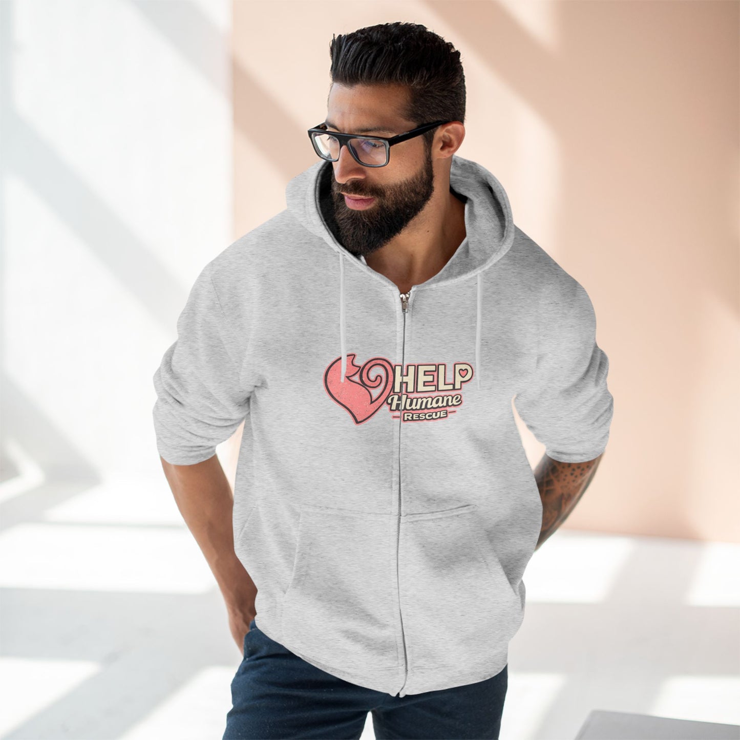 Help Humane Zip Hoodie "Retro" Logo