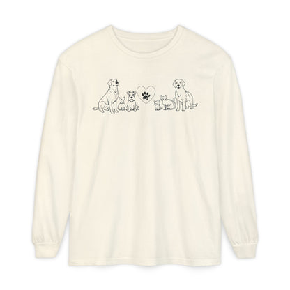 Delta Animal Shelter "Line Art" Collection  Long Sleeve Tee - Logo on Back