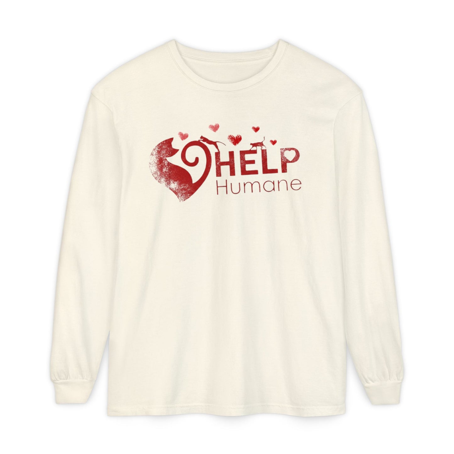 Help Humane Long Sleeve Valentine's Tee — Heart Rescue Animal Charity Shirt