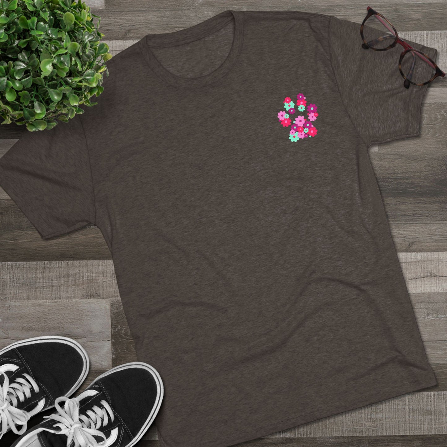 Delta Animal Shelter Tri-Blend Flower Paw Print T-Shirt