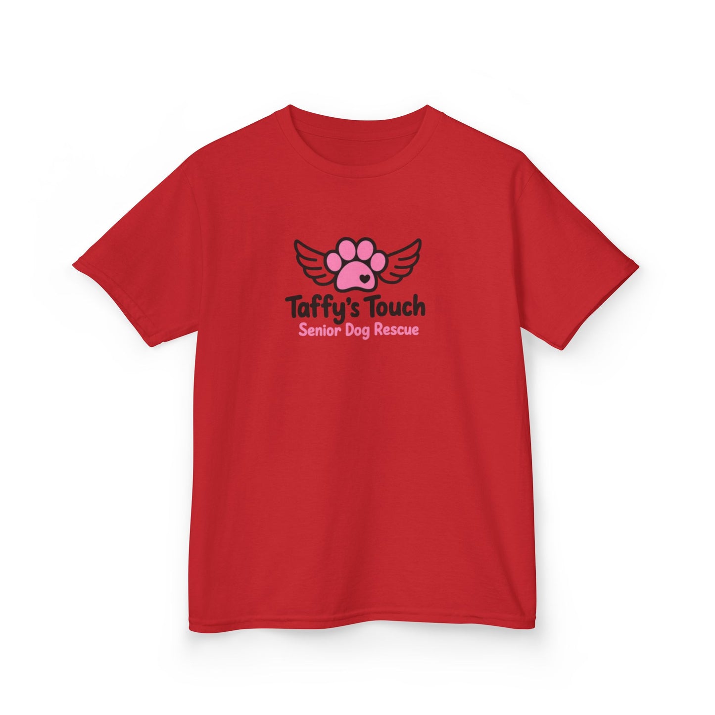 Kids Tee — "Taffy's Touch Senior Dog Rescue" Pink Paw Logo