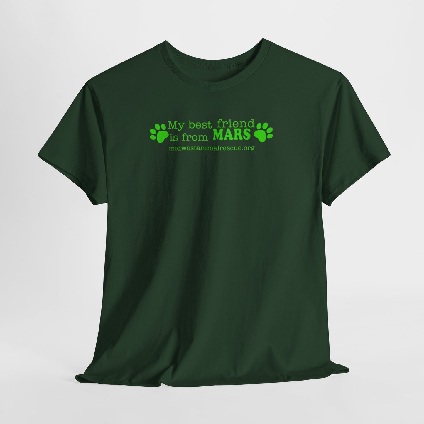 My Best Friend Is From Mars T-Shirt — Cute Green Paw Print Pet Lover Tee