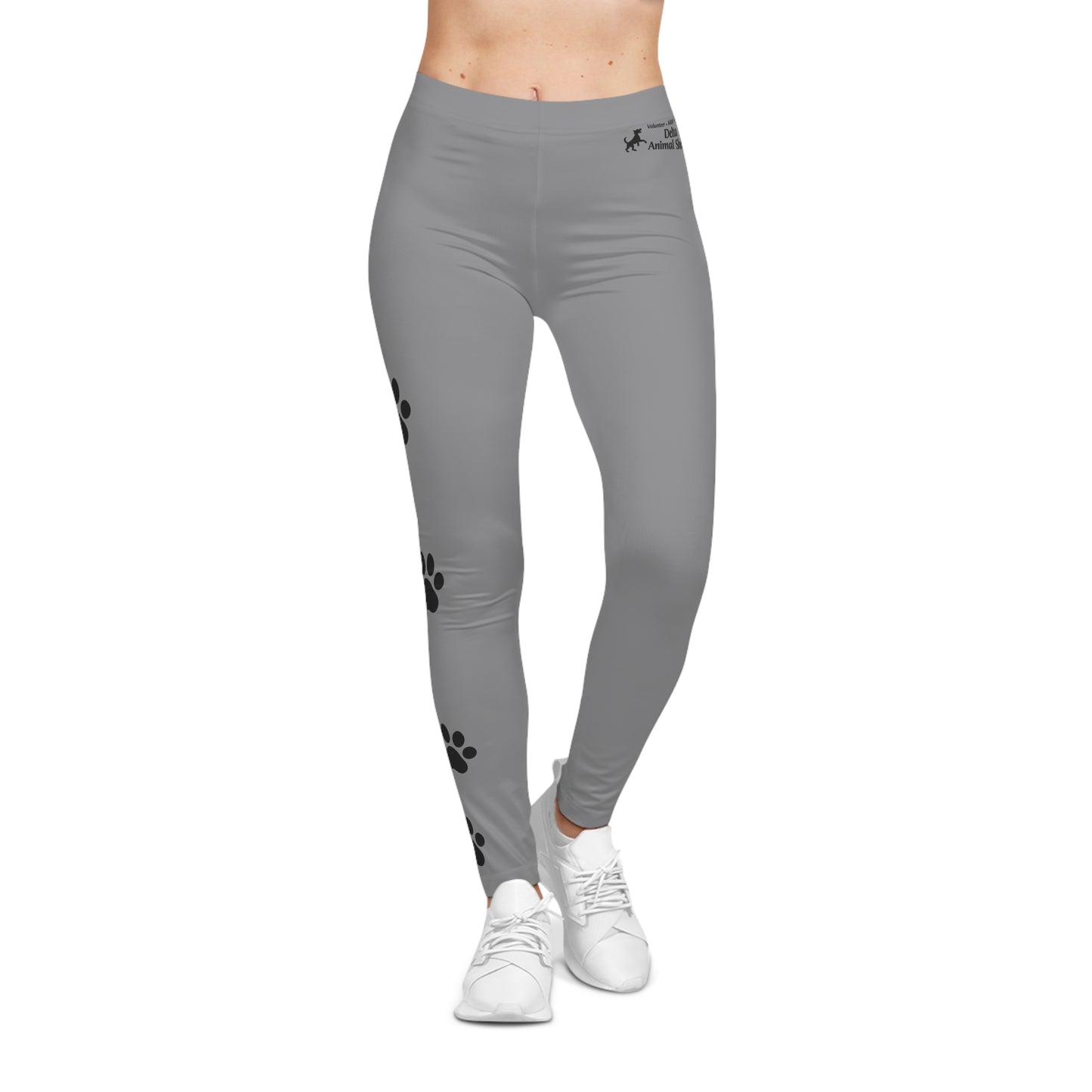Staff Inventory Delta Animal Shelter Paw Print Women's Leggings - Gray with Black Paws