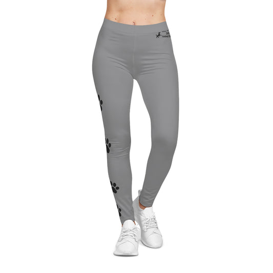 Staff Inventory Delta Animal Shelter Paw Print Women's Leggings - Gray with Black Paws