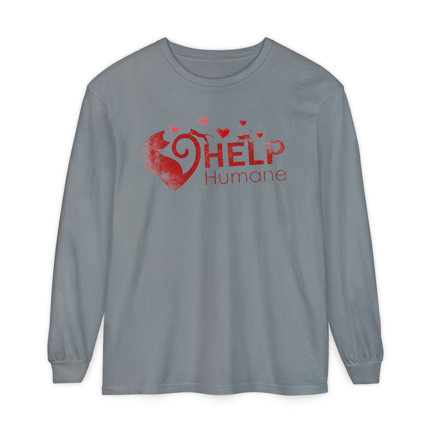 Help Humane Long Sleeve Valentine's Tee — Heart Rescue Animal Charity Shirt