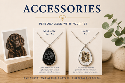 Animal Outreach Personalized Necklace - Minimalist Line Art or Studio Art