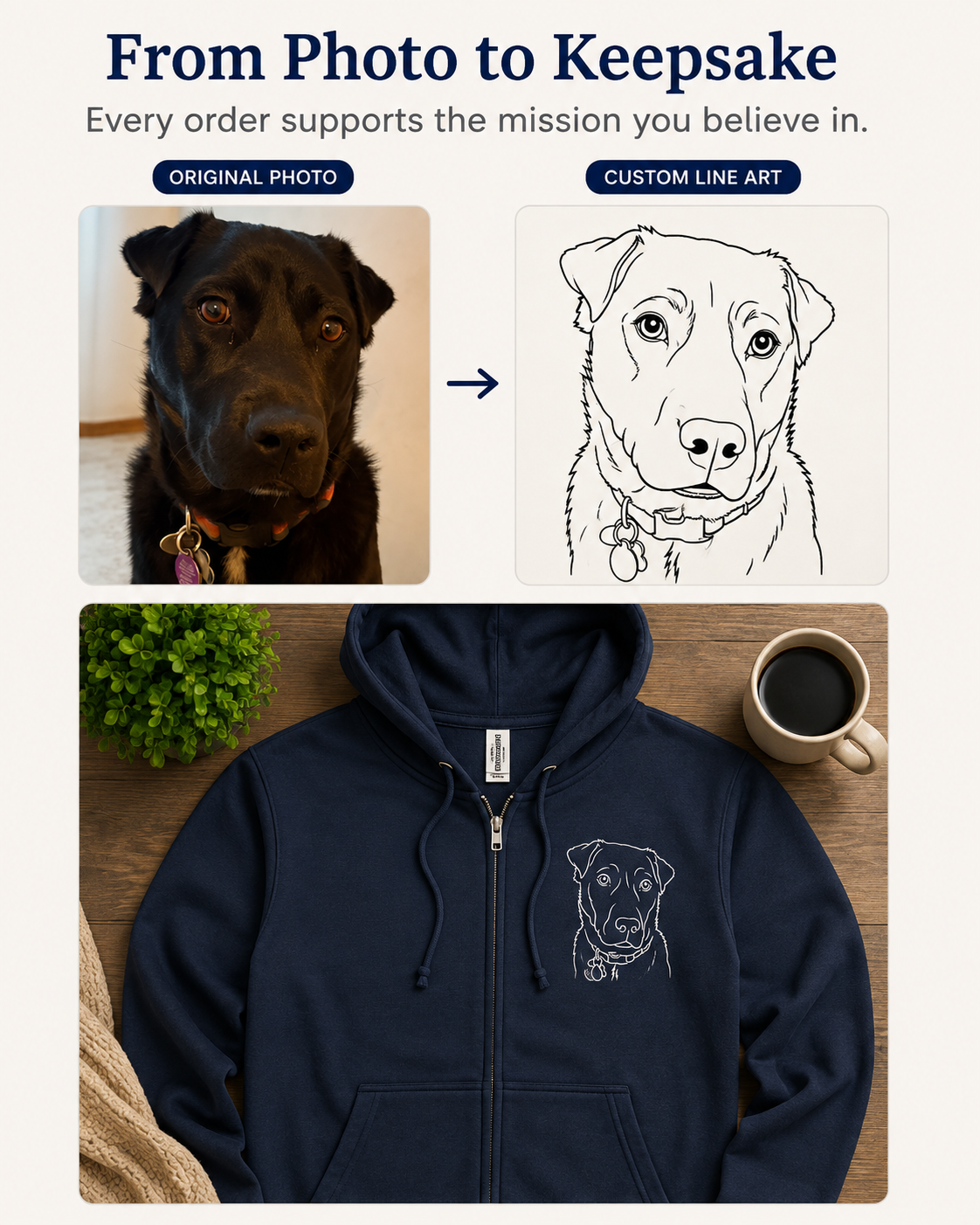 Signature Embroidered Zip Up Hoodie - Animal Outreach of the Mother Lode