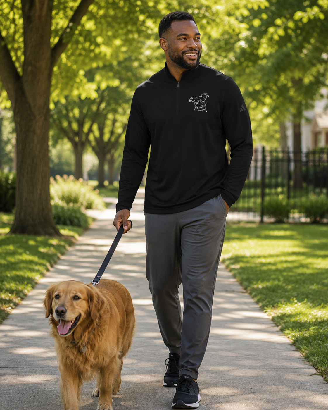 Embroidered Pet Addidas Quarter-Zip Pullover