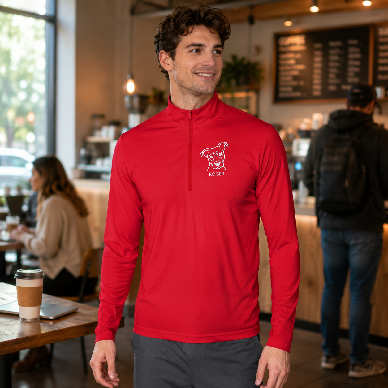 Custom Printed Pet Unisex Quarter-Zip Pullover